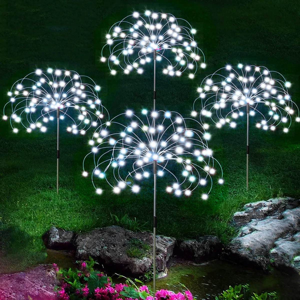 Decoraciones de jardín, luces solares de fuegos artificiales, lámpara impermeable para camino de exterior, lámpara de césped para Patio, balcón, lámpara marroquí, nuevo