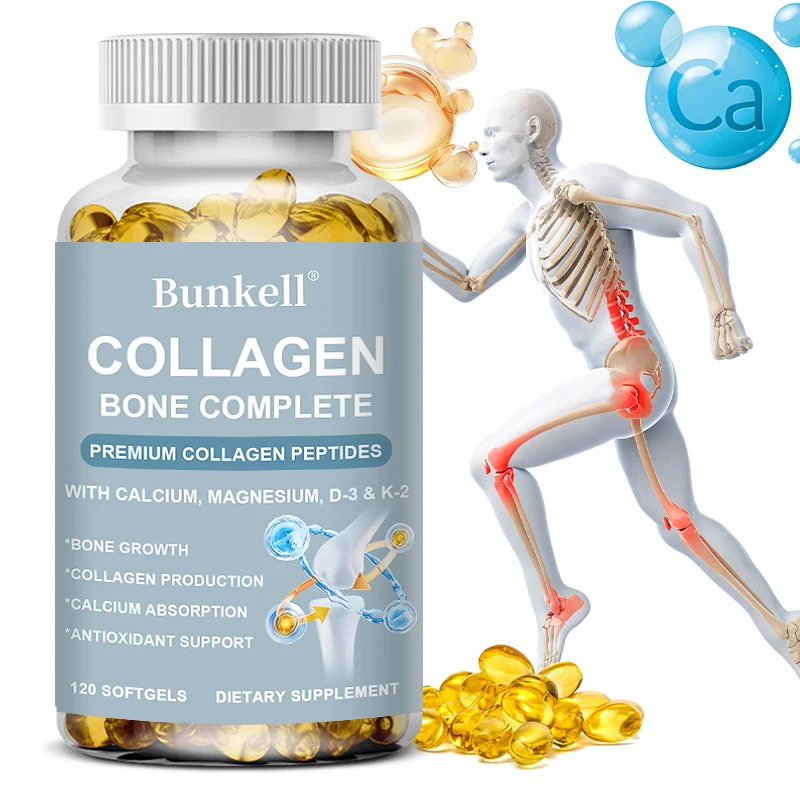 Collagen Capsules Fortified with Calcium, Magnesium, Vitamin D3, Vitamin C, Vitamin K-2 for Bone and Joint Health