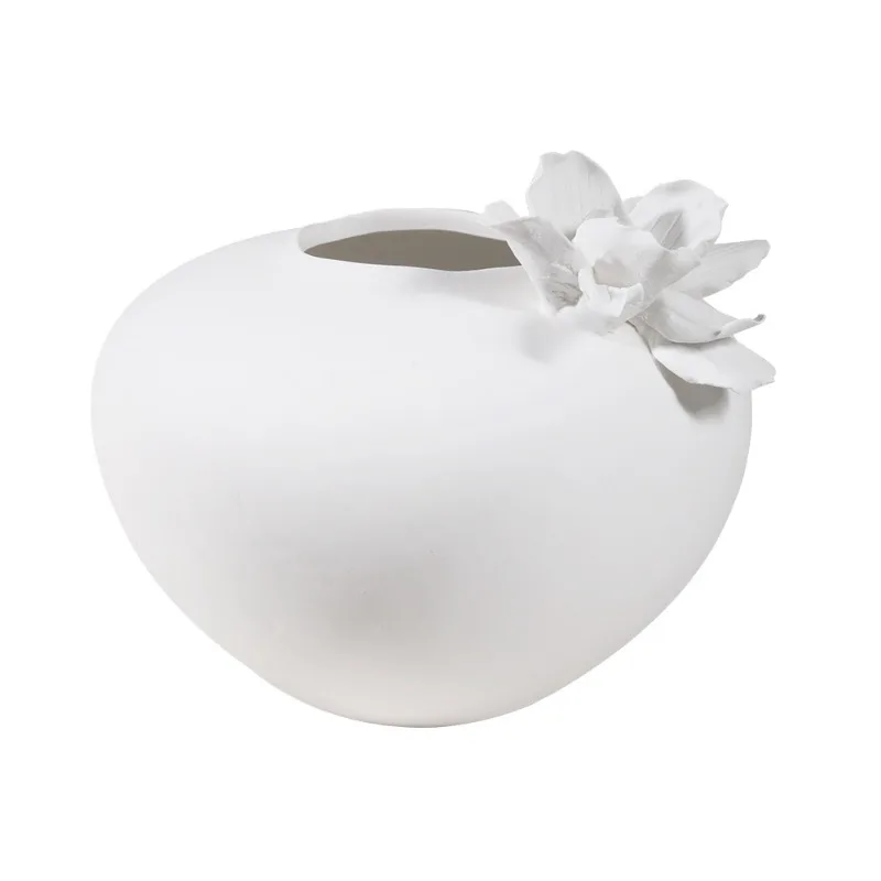 

Керамическая ваза ручной работы с цветущими цветами, керамическое произведение искусства, украшение для гостиной