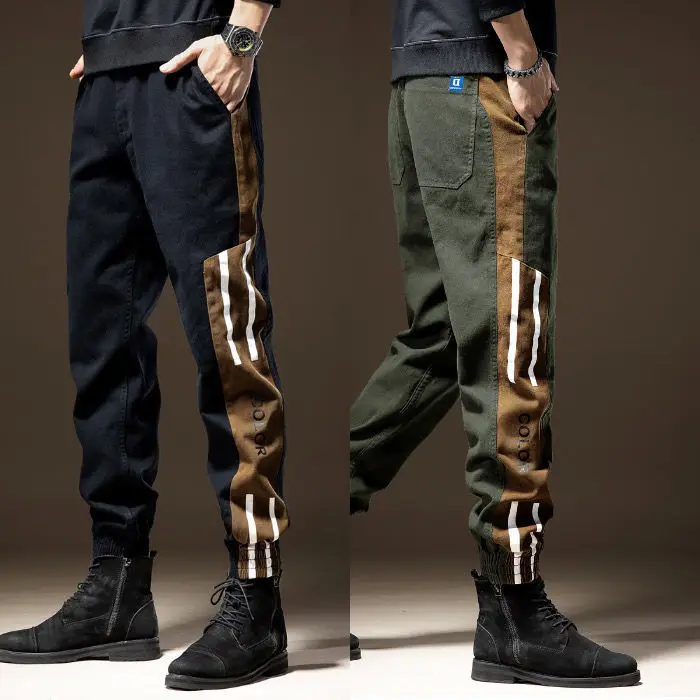 Military Outdoor Casual Men Tactical Cargo Pants Spring Autumn Streetwear Fashion Male Safari Style Contrast Striped Trousers