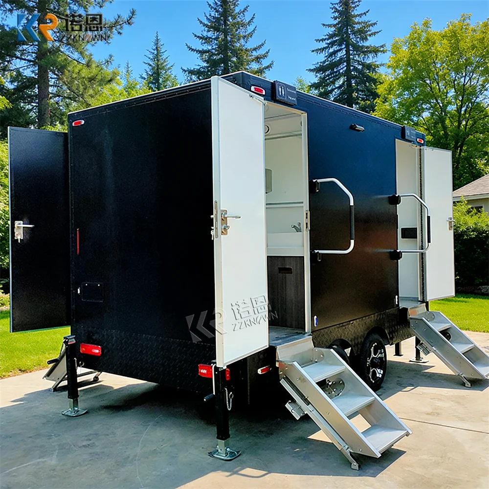 

Luxury Portable Toilet Trailer Custom Outdoor Wedding Mobile Bathroom Restroom Cabin Trailer For Sale