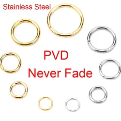 100 stks PVD Nooit Vervagen Rvs Open Ringetjes 4 5 6 8 10mm Split Ringen Connectors Voor Ketting armband Sieraden Maken