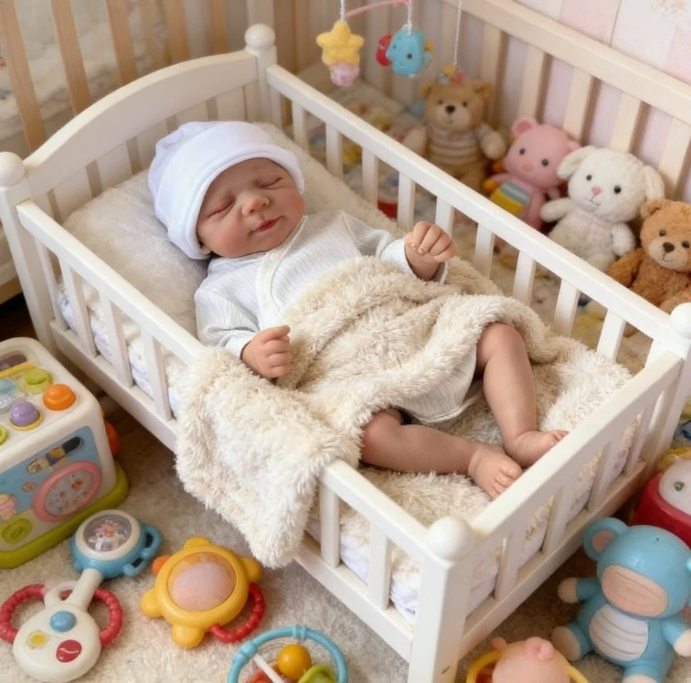 NPK 18인치 리본 파스칼 실물 같은 부드러운 촉감의 포근한 아기, 다층 페인팅 3D 피부에 눈에 띄는 정맥이 그려진 아기 선물