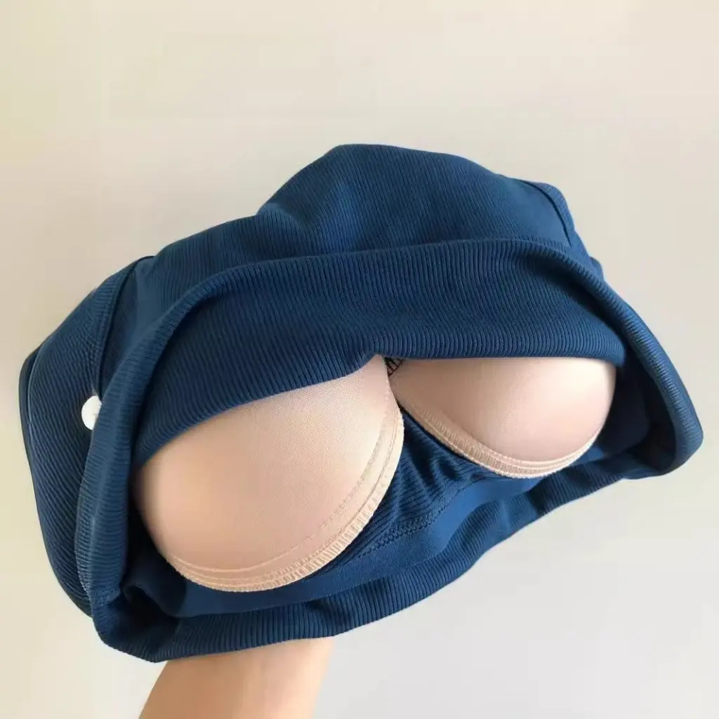 

Women's One-Piece Sports Vest Top with Chest Pad Integrated I-Shaped Sling Anti-Exposure Short Outer Wear for Fitness