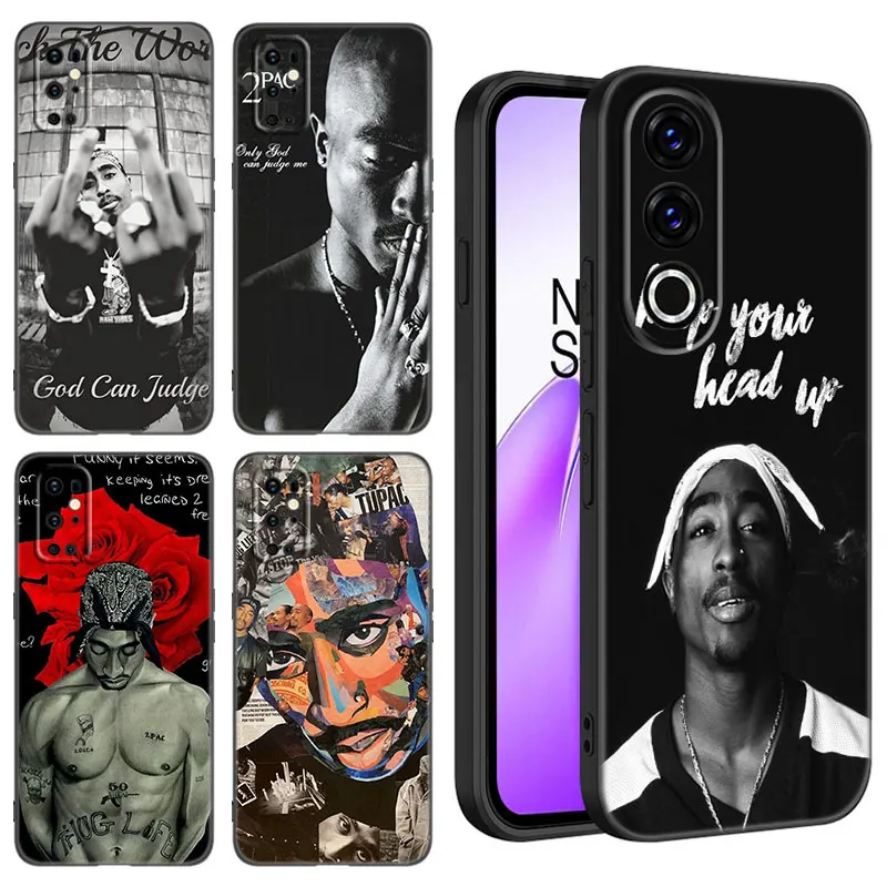 2Pac Tupac Shakur Black Silicone Phone Case For OnePlus 10R 11R 12R ACE 2 3 Pro 2V 3V Nord CE 2 3 4 Lite N10 N20 N30 SE 5G