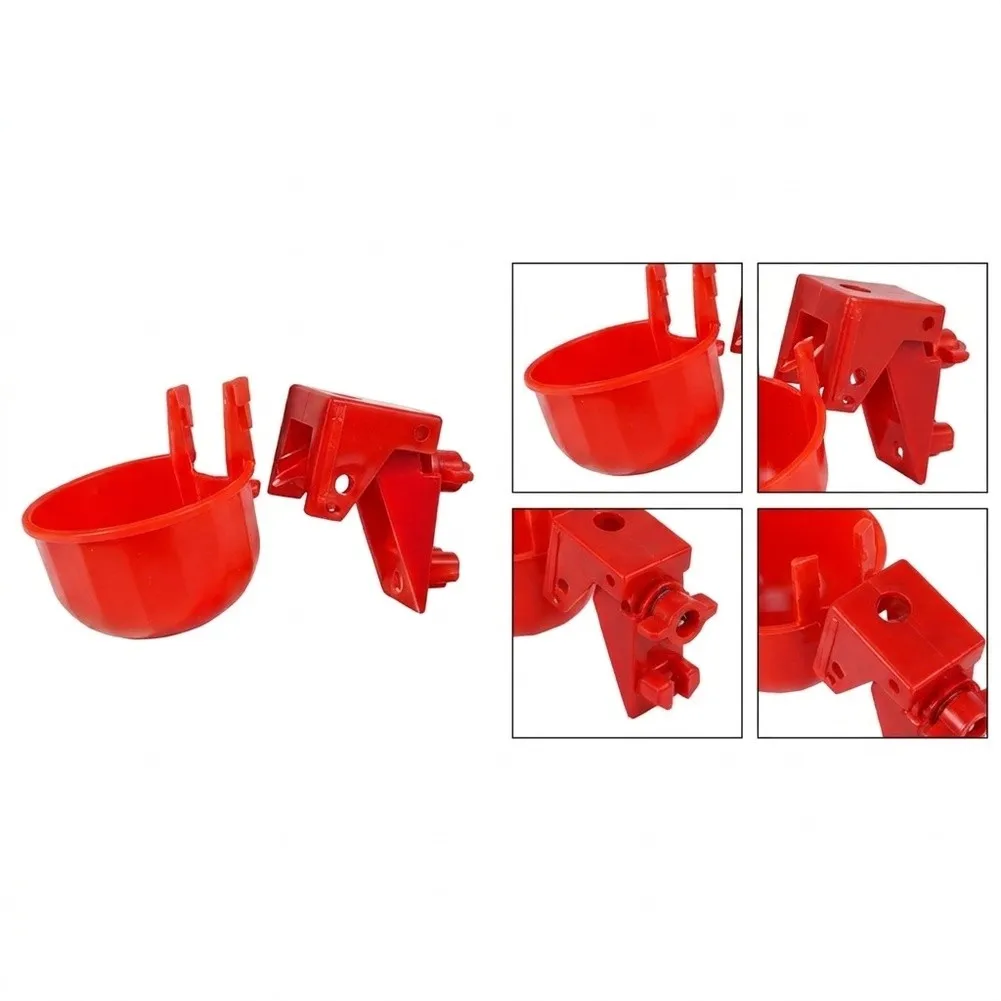 10pcs Automatic Poultry Water Bowl for Chickens Ducks Geese Detachable Drinking Bowl Plastic 6.5cm Mouth 4cm Depth Red