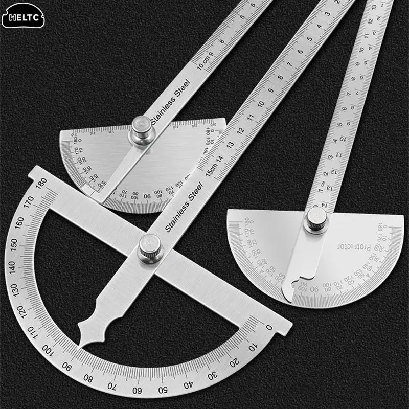 Rapporteur de 180 degrés détecteur d'angle en métal goniomètre règle d'angle outils de travail du bois en acier inoxydable règle de mesure rotative 100/150