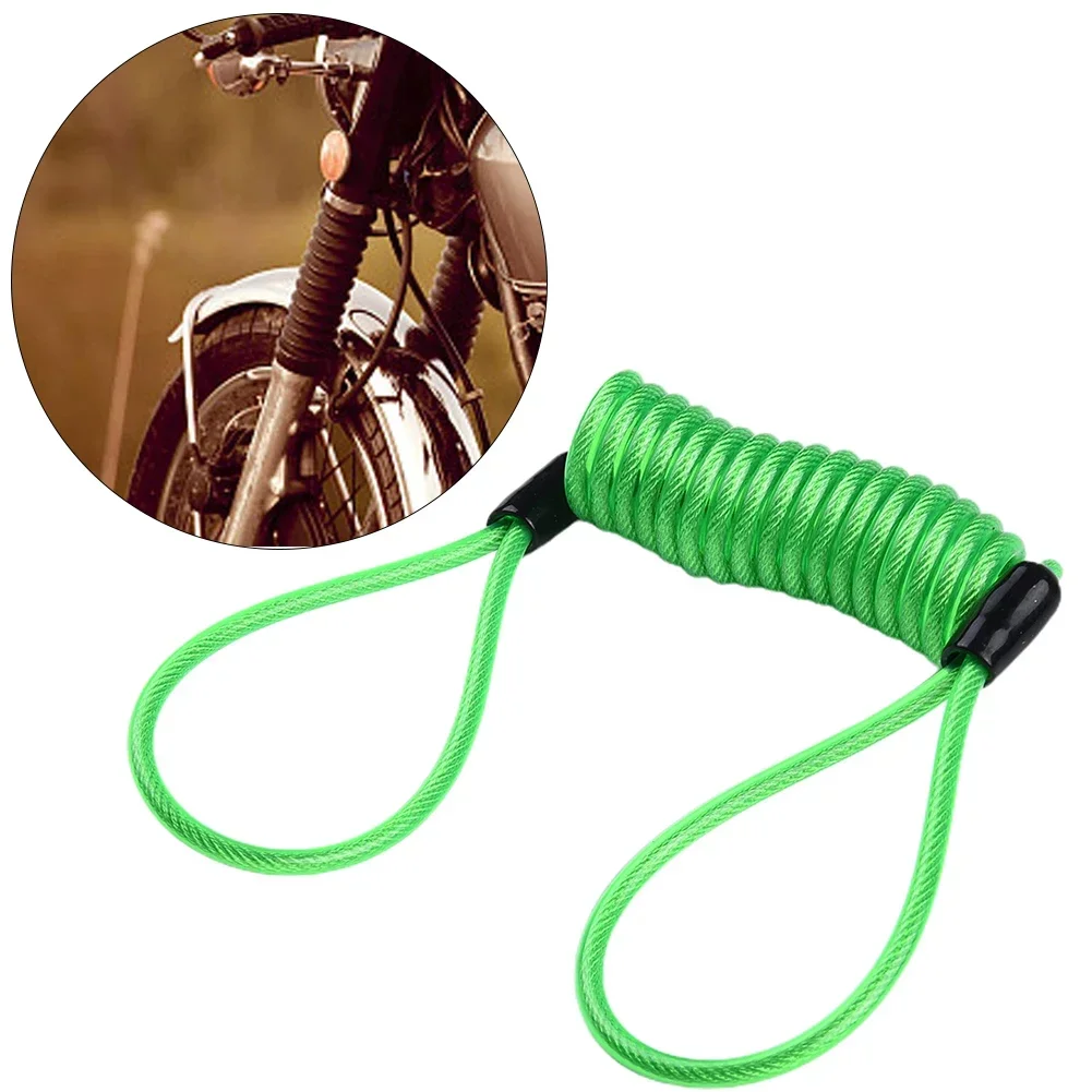 Cerradura de freno de disco para casco de motocicleta, cuerda de recordatorio de resorte antirrobo de 120cm, cable de resorte de 2 extremos bucados