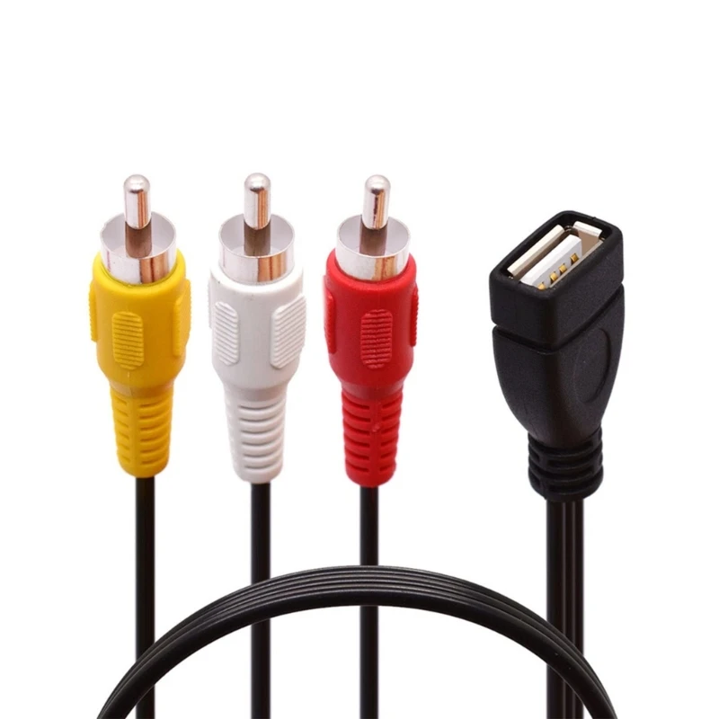 USB A Female to 3RCA RGB Male Video Composite Adapter Converter Cable Cord Component 3RCA Cable