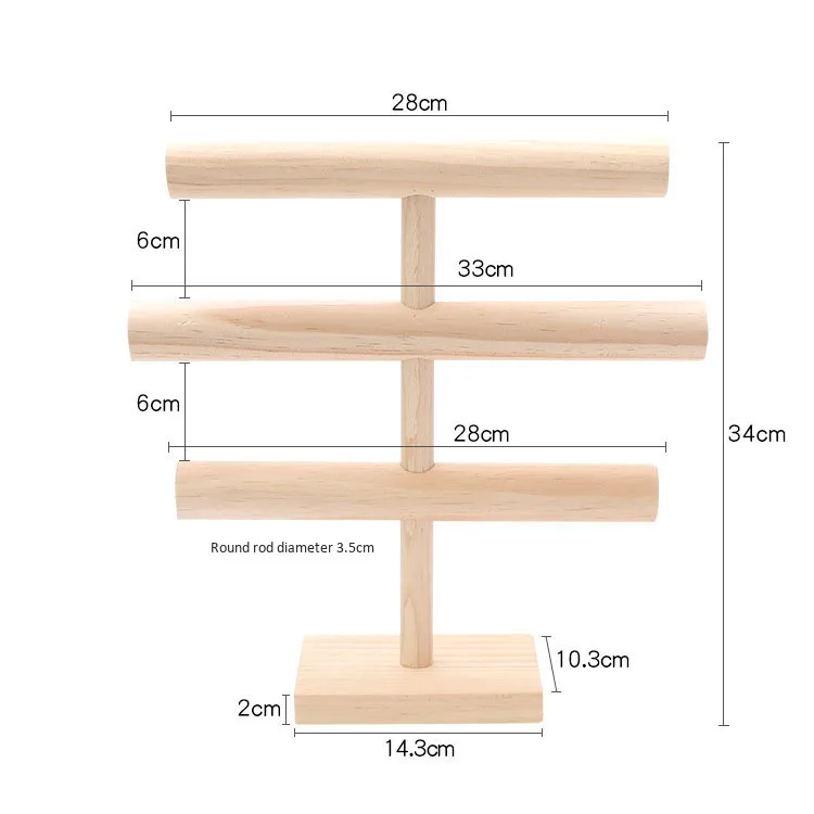 حامل عرض قلادة من الخشب الصلب ، تخزين الأساور ، إكسسوارات تصوير المجوهرات ، 3 طبقات