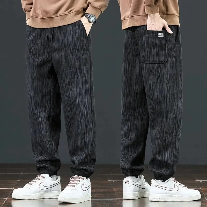 

Men's Fce Lined Non-Magnetic No Iron American Sle Loose Fit Sweatpants Winter Youth Casual Long Trousers with kets