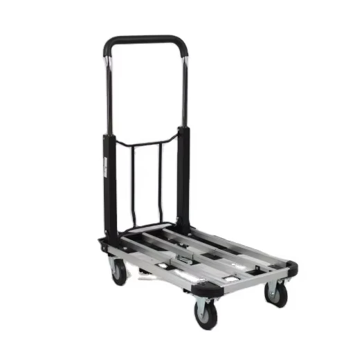 

Industrial aluminum alloy platform folding telescopic four-wheel trolley - multifunctional portable transporter