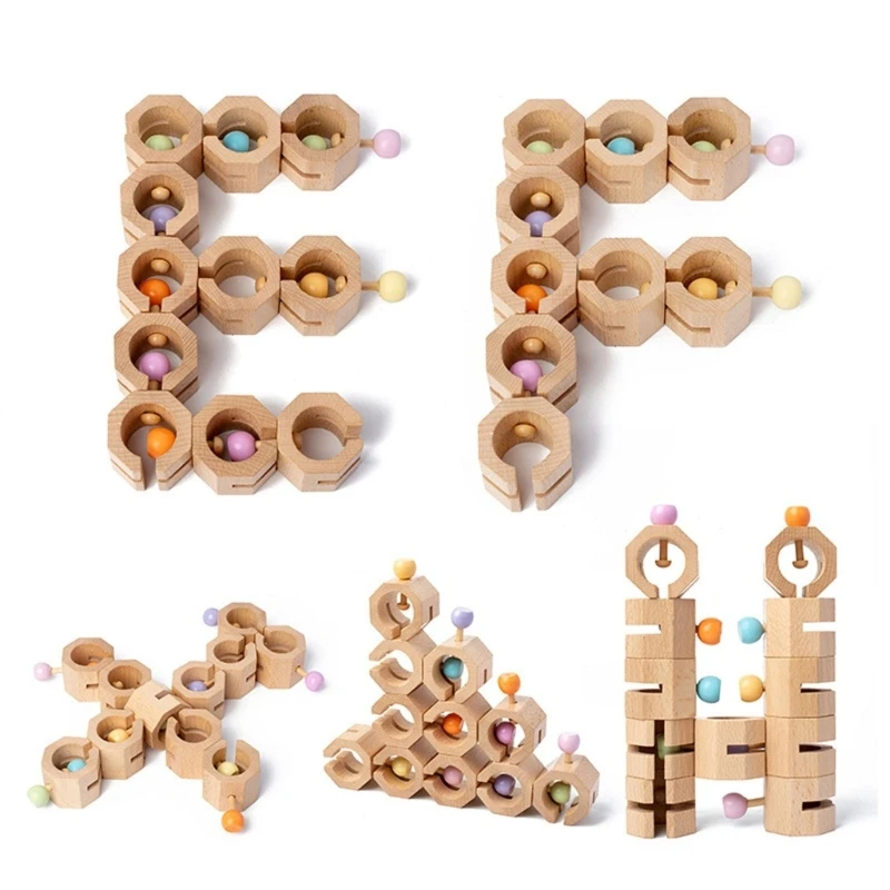 Montessori Building Block Toy Wooden Puzzle Self-Challenge Toy Early Learning Matching Puzzle Child Birthday Gift N84E