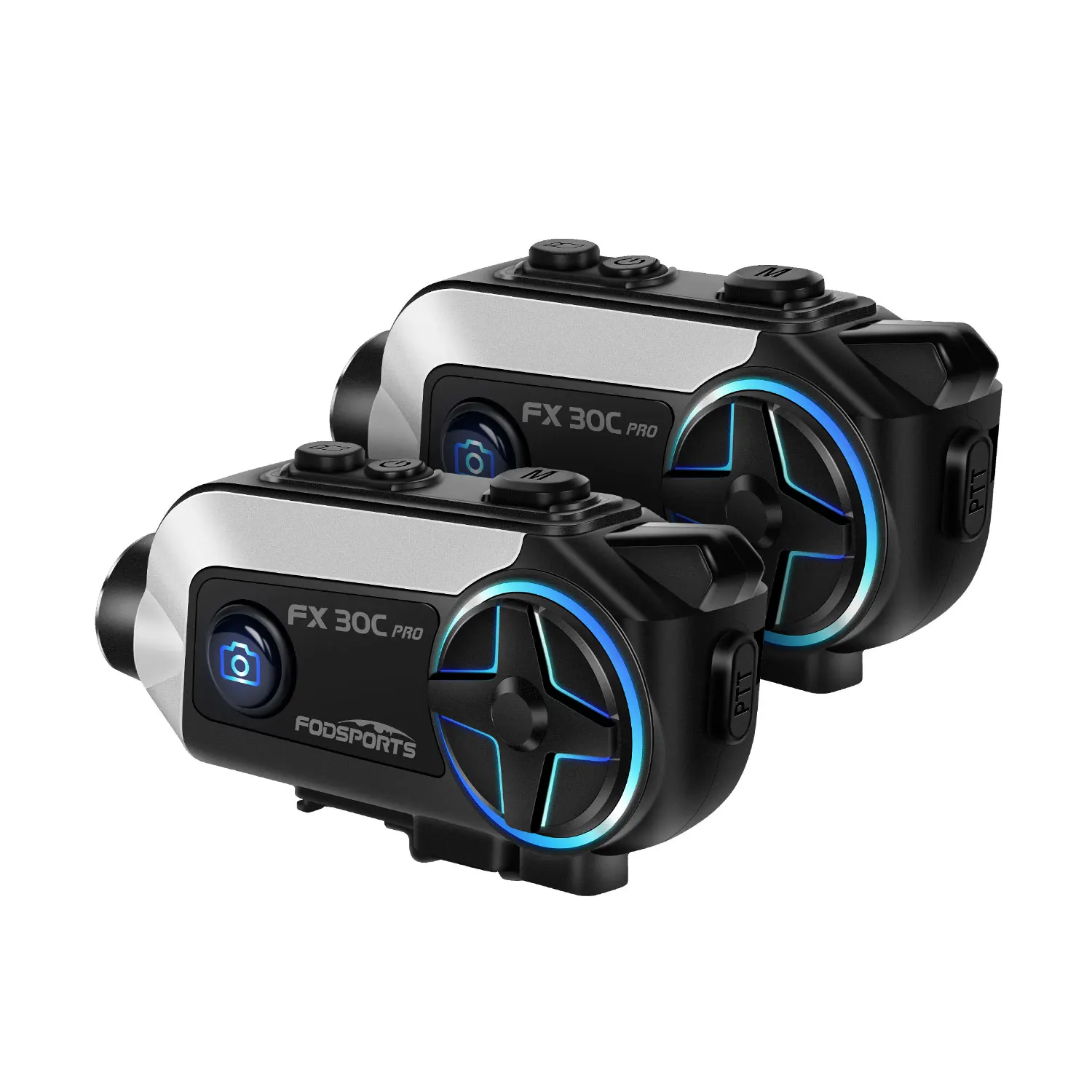 2 Pieces Fodsports FX30C PRO Helmet Headset Camera 1000m Motorcycle Bluetooth MESH Intercom 1080P Video Motorcycle Intercom