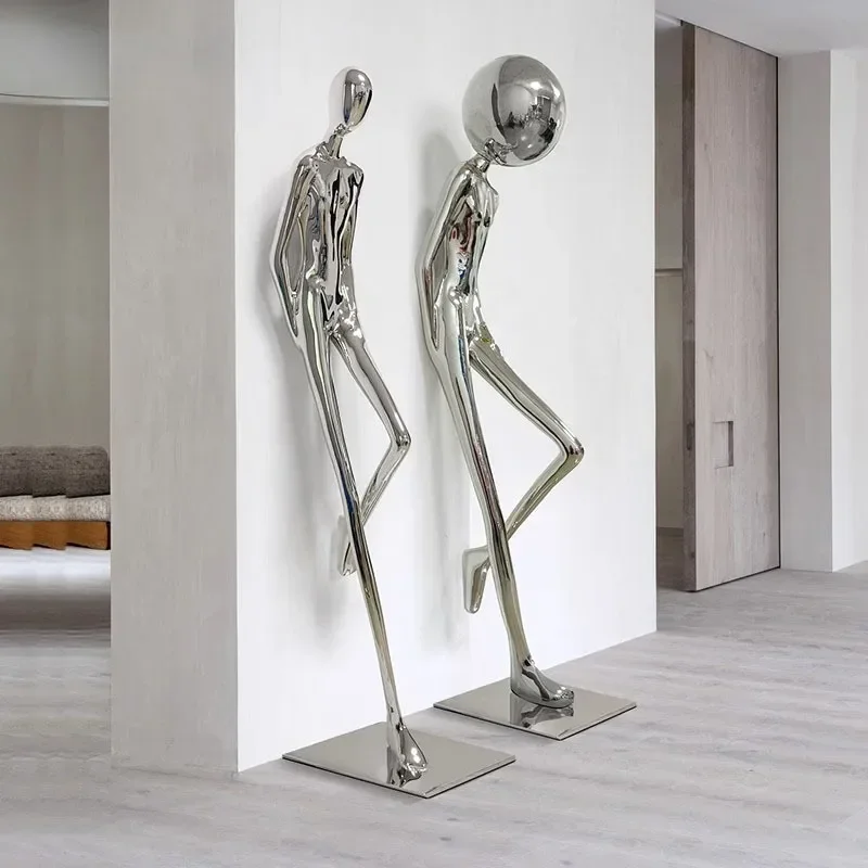 Art Figure Sculpture Floor Lamp Light Luxury Fiberglass Large Decorative Ornament for Lobby Club KTV Exhibition Hall