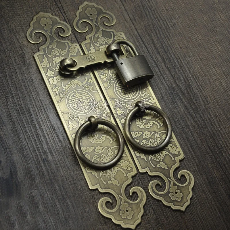 Chinese antique thickened straight handle cabinetcopper handle door handle sliding door wooden  pul