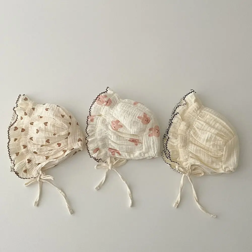 

Новая детская шапка из чистого хлопка, дышащая шапка-бини с цветочным принтом в горошек, тонкая дворцовая шапка, аксессуары для младенцев