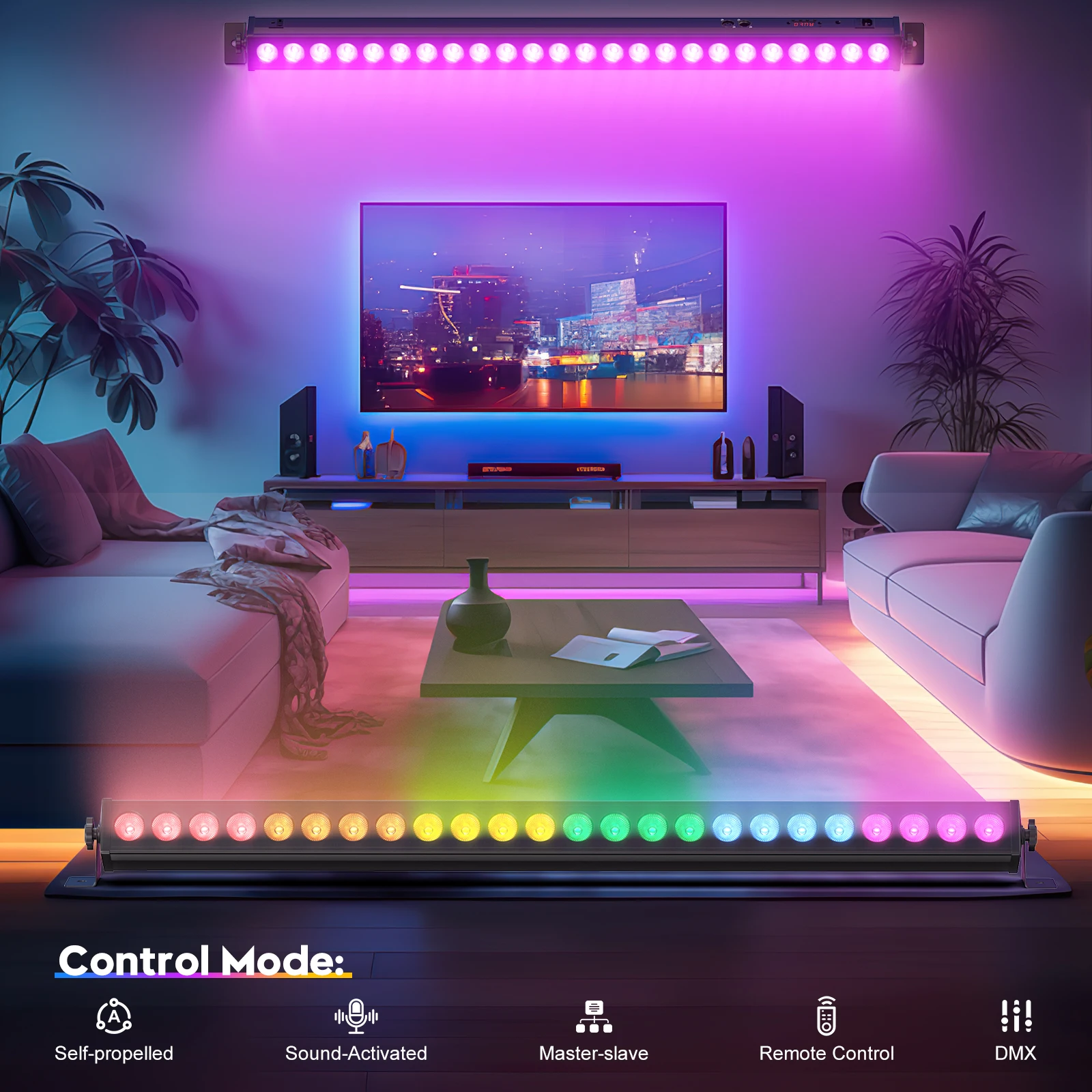 U'King 4 قطعة 60 واط جدار غسل ضوء بار 24X3 واط RGB المصابيح سرادق المرحلة ضوء بار DMX لحفل الزفاف DJ نادي ليلي KTV الحفل #4