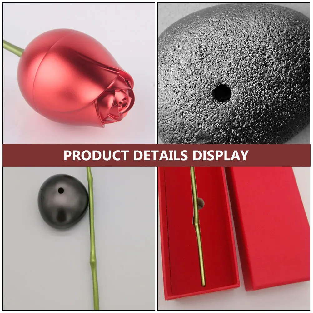 

1Set High Quality Metal Simulated Rose Ring Box Red Artificial Floral Decor for Jewelry Wedding Festival