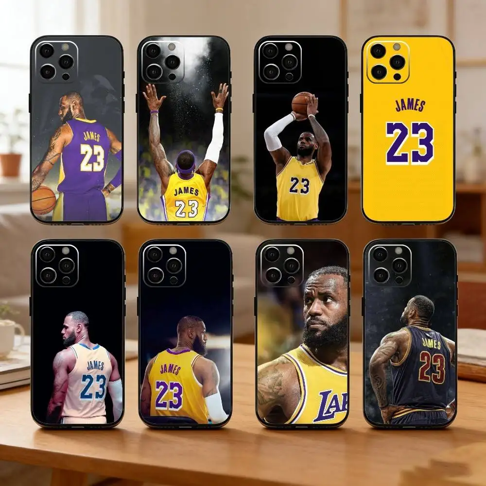 

Basketball L-Lebron James 23 Phone Case For iPhone17,16,15,14,13,12 Plus,Max Soft Silicone Black Cover