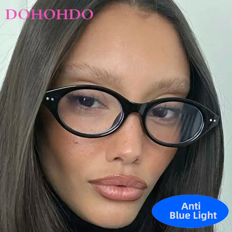 

Vintage Luxury Designer Oval Rice Nail Anti-Blue Light Glasses Women Men Fashion Retro Small Frame Computer Play Games Eyewear