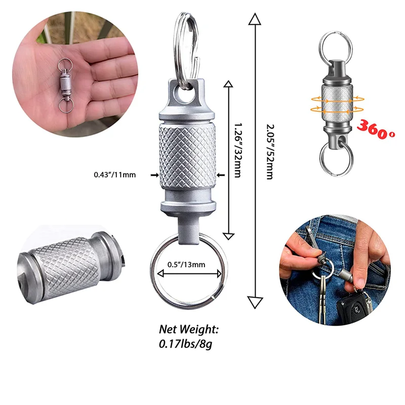 Quick-Release Keychain Set With Titanium Carabiner And Keyrings, Convenient