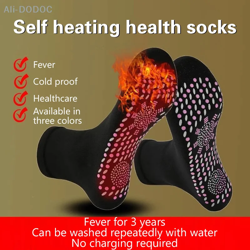 1 Pairs Tourmaline Self-Heating Socks Winter Warm Thermal Health Care Socks Slimming Health Short Sock Magnetic Therapy Sock