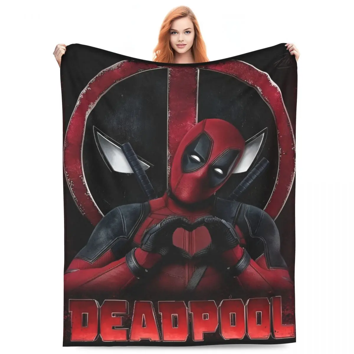 Warm BlanketsChildren Airplane Travel Deadpool Love Finger Heart Throw Blanket Flannel Bedspread For Living Room Sofa Bed Cover