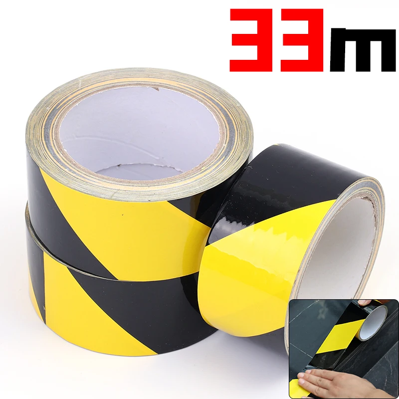 Yellow Black Warning Tape Car Marking Safety Soft PET Strong Adhesive Grip Tape for Factory Warehouse Stairs Warning Stickers