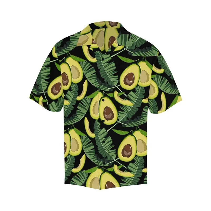 Tropics Leaves Avocados Graphic 3D Print Shirt Man/Women Casual Fashion Short Sleeves Shirts Lapel Tops Oversized Unisex Clothes