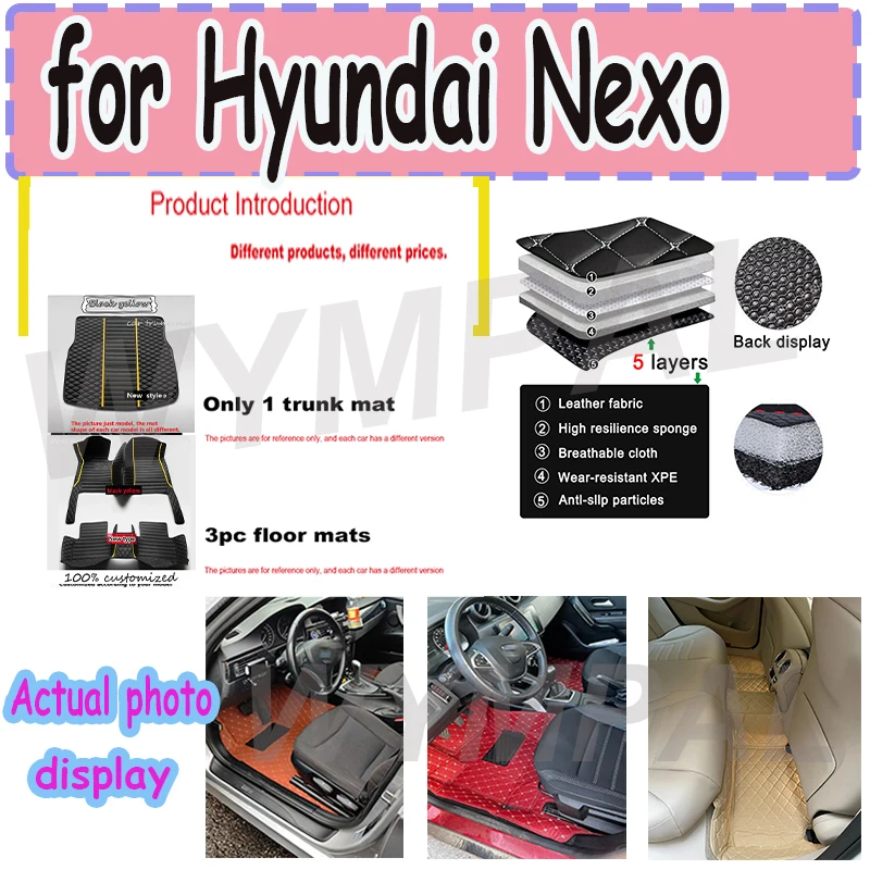 

LUXURYCar Floor Mats For Hyundai Nexo Hyeondae Negso FE 2019 2020 2021 2022 5seat Carpet Waterproof Alfombrillas Coche Car