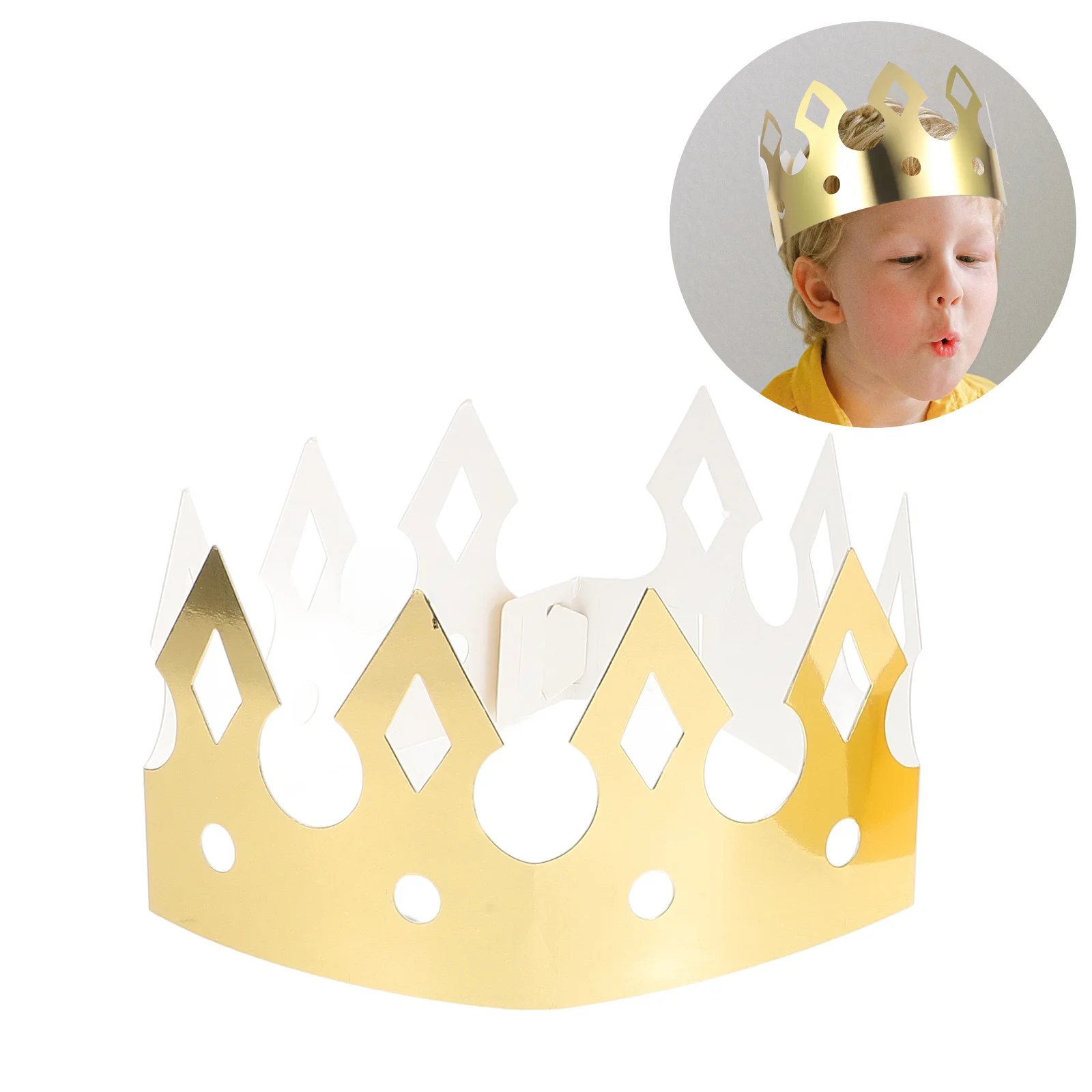 

24Pcs Paper Crown Hats Crown Cap Bright Comfortable Birthday Party Shower Photo Props Paper Hat