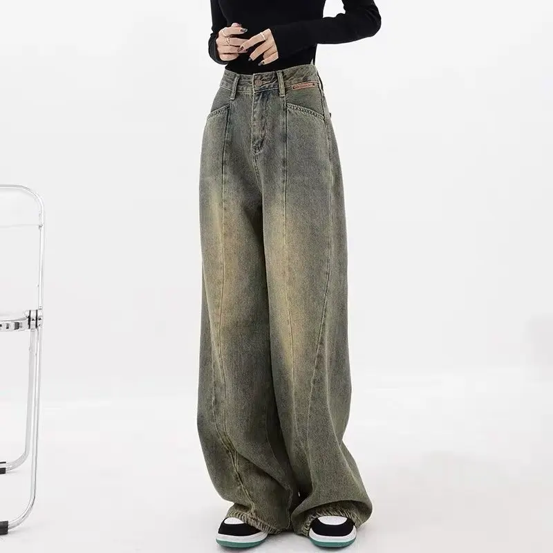 

Baggy Jeans Women High Waisted Jeans Button Denim Pants Pockets Wide Leg New Y2K Trousers Vintage Streetwear Fashion 2023 Jeans