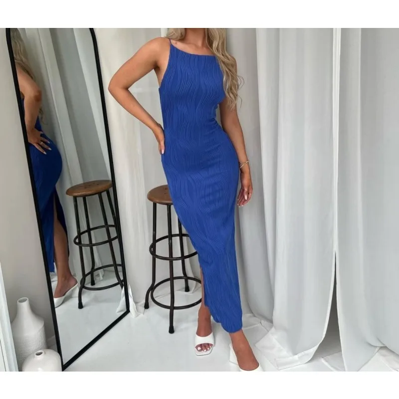 Summer New Women's Clothing Simple Three-dimensional Lines Sexy Slim Fitting Dress