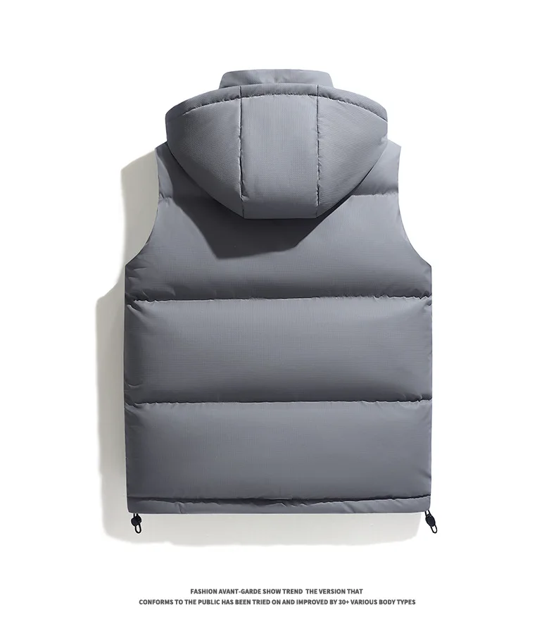 Piumini con cappuccio solidi Piumini da uomo con cerniera Tasche senza maniche Cardigan Vestibilità ampia Autunno 2025 Casual Leggero elasticizzato