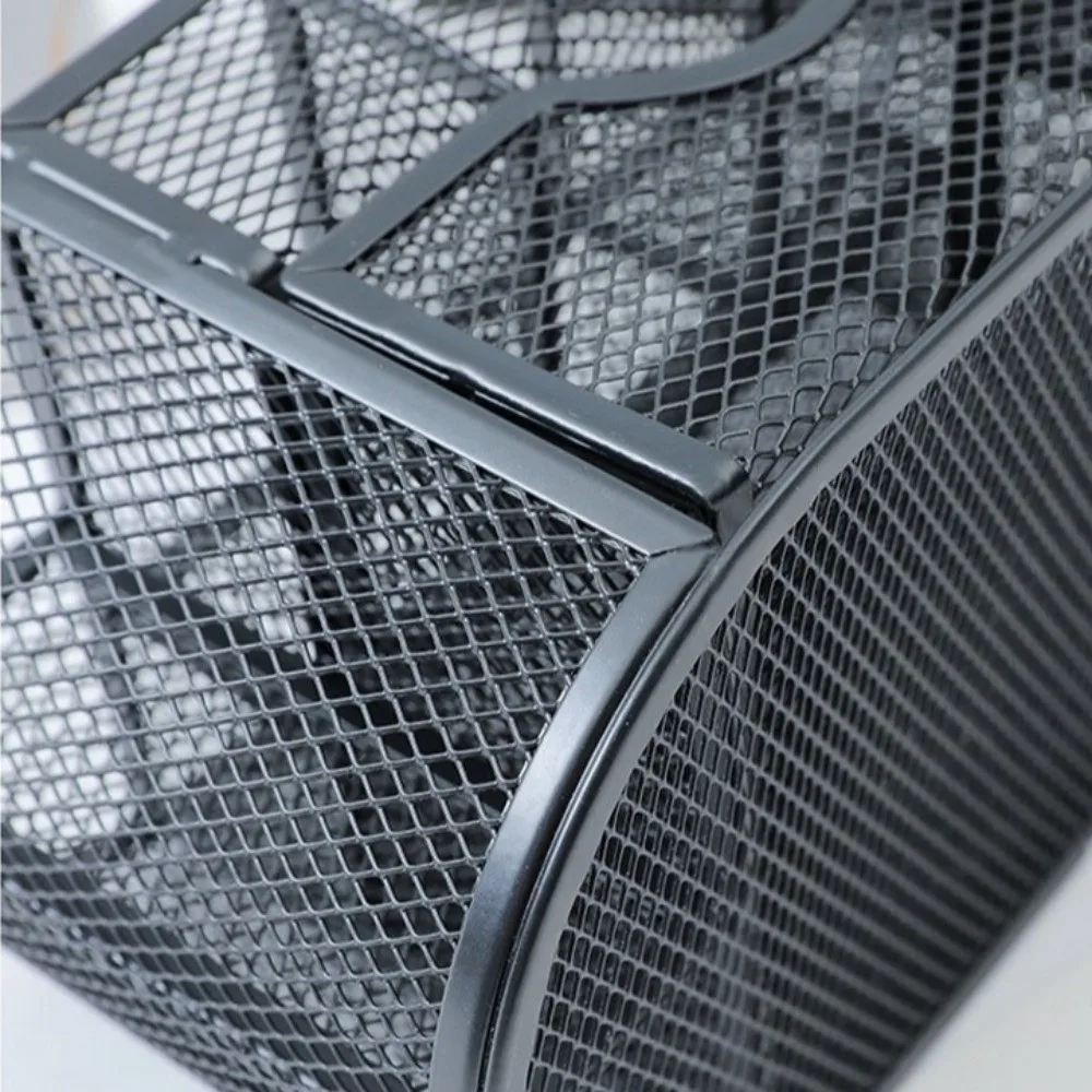 حامل أقلام تخزين من الحديد المبتكر، منظم قرطاسية شبكي معدني أسود مع درج، منظم مكتب بسعة كبيرة للمدرسة #2