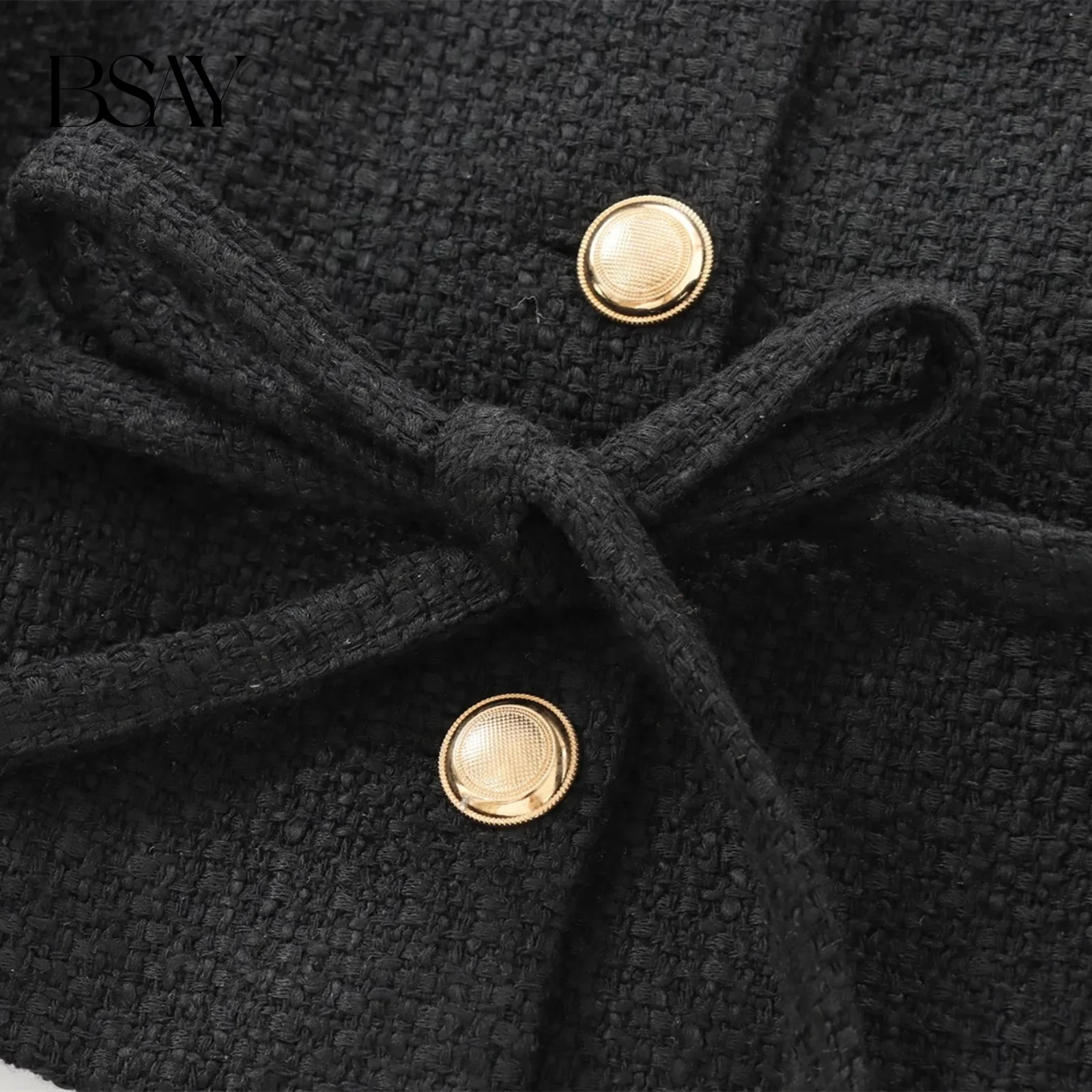 BSAY 여성 패션 가을 신상 벨트 캐주얼 재킷 라운드 넥 긴팔 싱글 브레스티드 숏 코트 시크 여성 상의