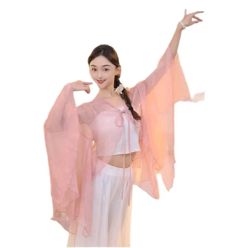 زي الرقص الكلاسيكي للمعلمات أنيق من الشاش للكبار فضفاض خرافي ترفرف على الطراز الوطني زي رقص شال علوي