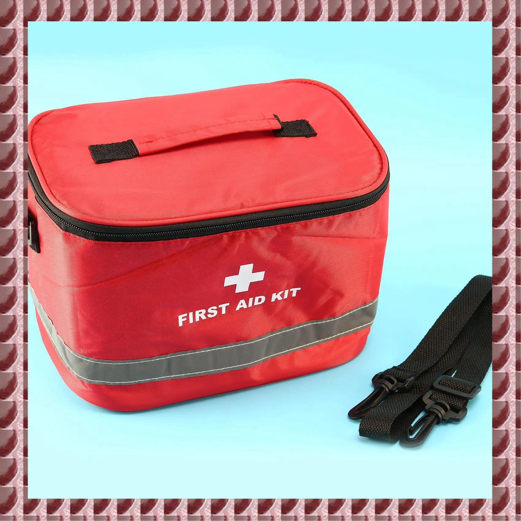A95G 3X مجموعة الإسعافات الأولية الخارجية حقيبة التخييم الرياضية المنزلية حزمة البقاء على قيد الحياة في حالات الطوارئ النايلون الأحمر #1