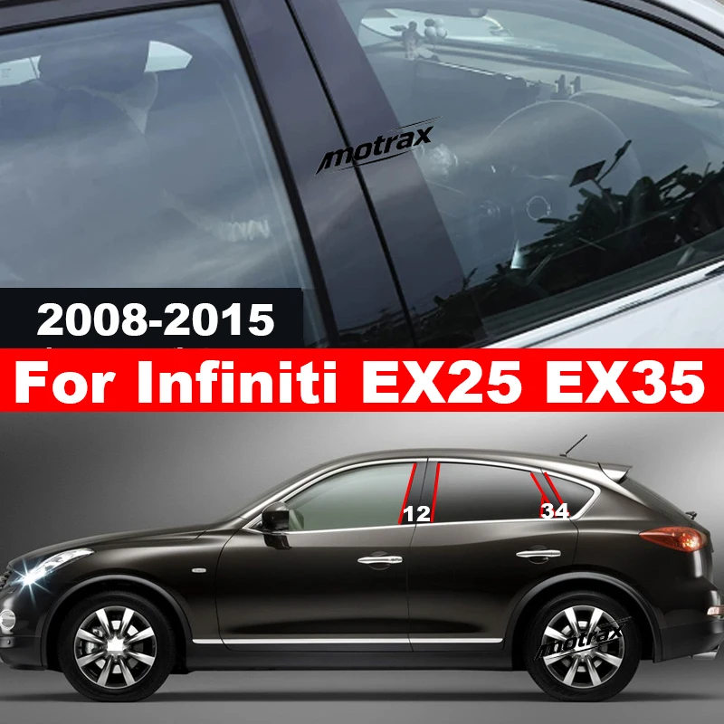 Anti‑Scratch B‑C Pillar Sticker Car Window Central Column Trim Exterior Accessories for Infiniti EX25 EX35 2008-2015