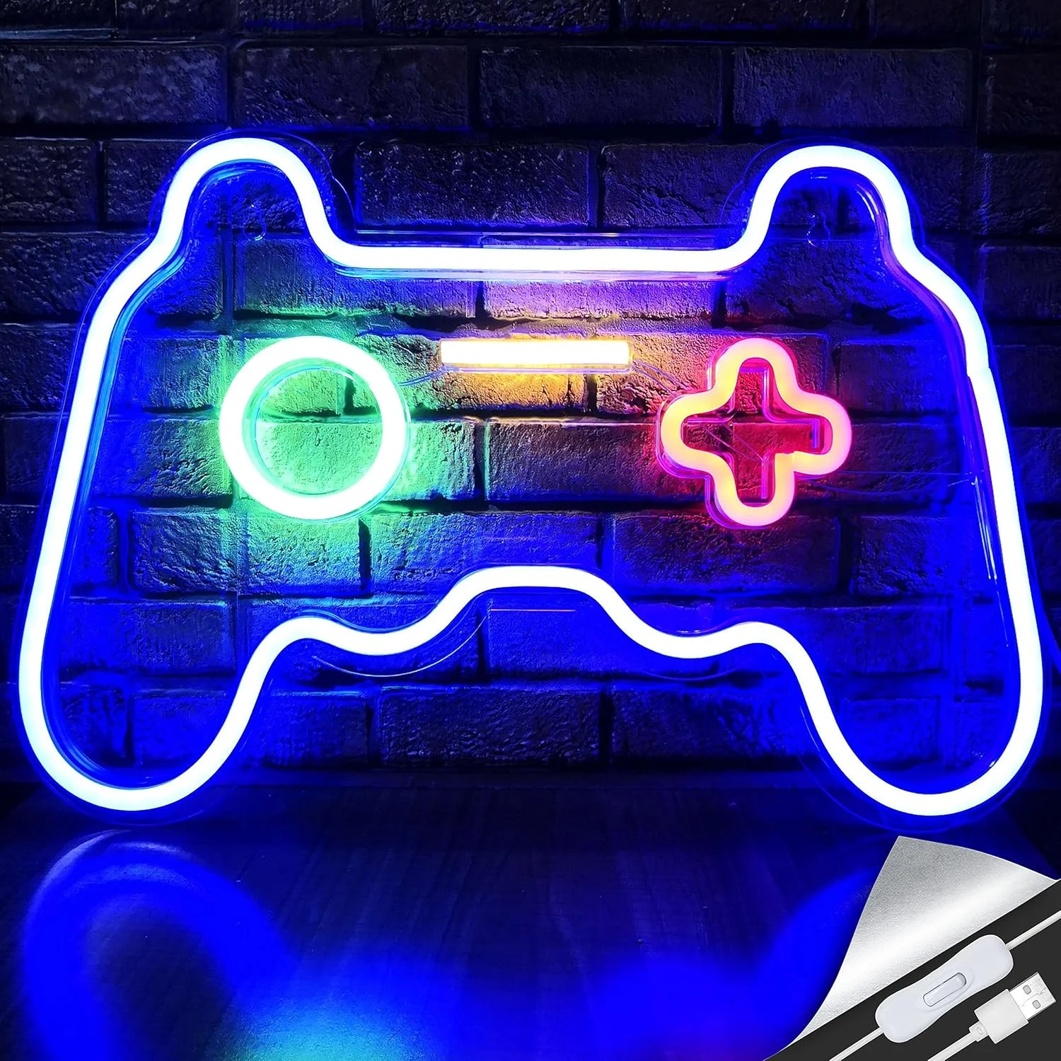 Gamer Neon Sign Gamepad Shape for Teen Boys' Gaming Room Wall Home Decoration Game Controller Led Neon Sign Cool Gamer Gifts