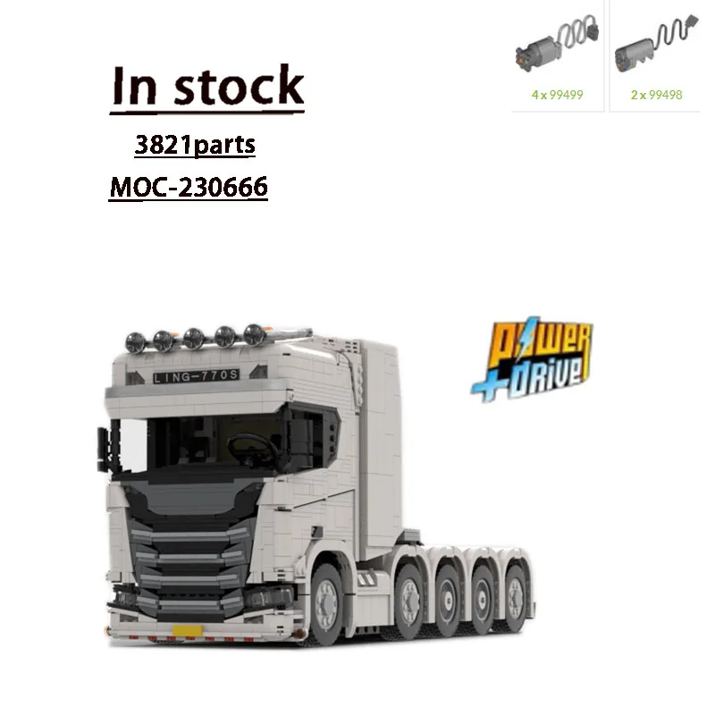 

MOC-230666New Long Distance Cargo Transport Truck Racing Brick Model3821Parts MOC Creative Boys Kids Birthday Building Block Toy