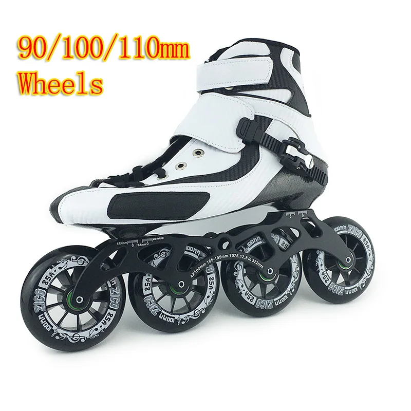 1 Pair High Ankle Speed Skates Professional Marathon Skates Carbon Fiber White Shoes Kids Adults Racing Inline Skating Patines
