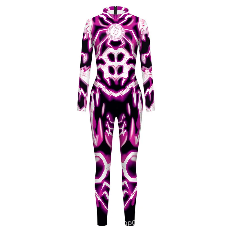 Damen 3D-gedruckter Skelett-Catsuit Jumpsuit Sexy Cosplay-Kostüm für Halloween-Party Modischer Cosplayer Aerial Yoga Bodysuit – Detail 23