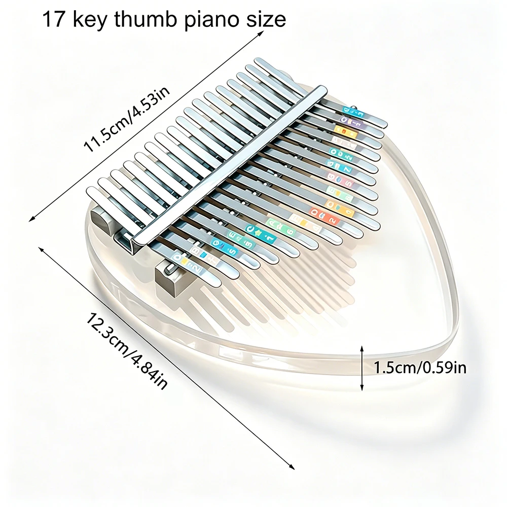 Portable 17 Keys Heart Shape Clear Acrylic Kalimba Thumb Piano Mini Finger Musical Instrument for Holiday Present - view 5