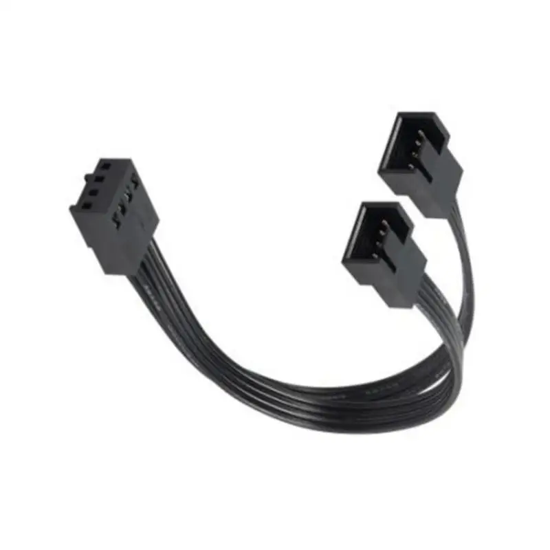 652F 1 to 2 Ways 4Pin PWM Fan Cable PWM Extension Splitter Cable Black Sleeved 13cm Extension Cable Connectors