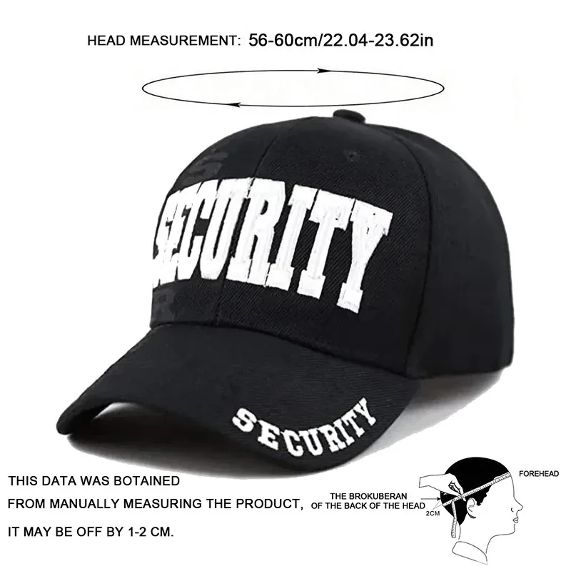 Unisex SECURITY Letter Embroidery Baseball Caps Spring and Autumn Outdoor Adjustable Casual Hats Sunscreen Hat