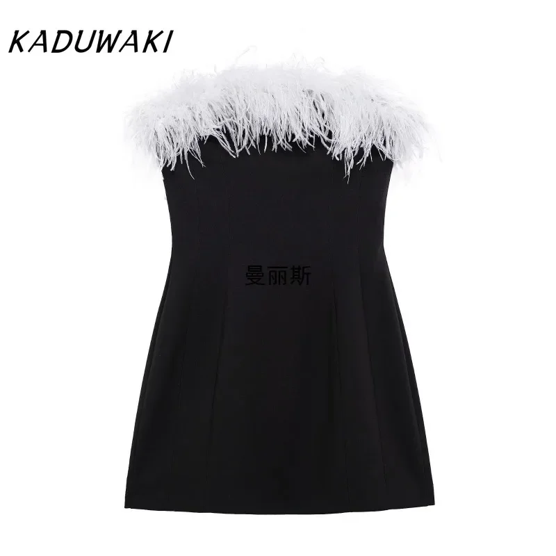 KADUWAKI Autumn Chest Wrap Min Dress Women Sleeveless Light Female Dress Pleated Off The Shoulder Lady Vestidos Female Clothing