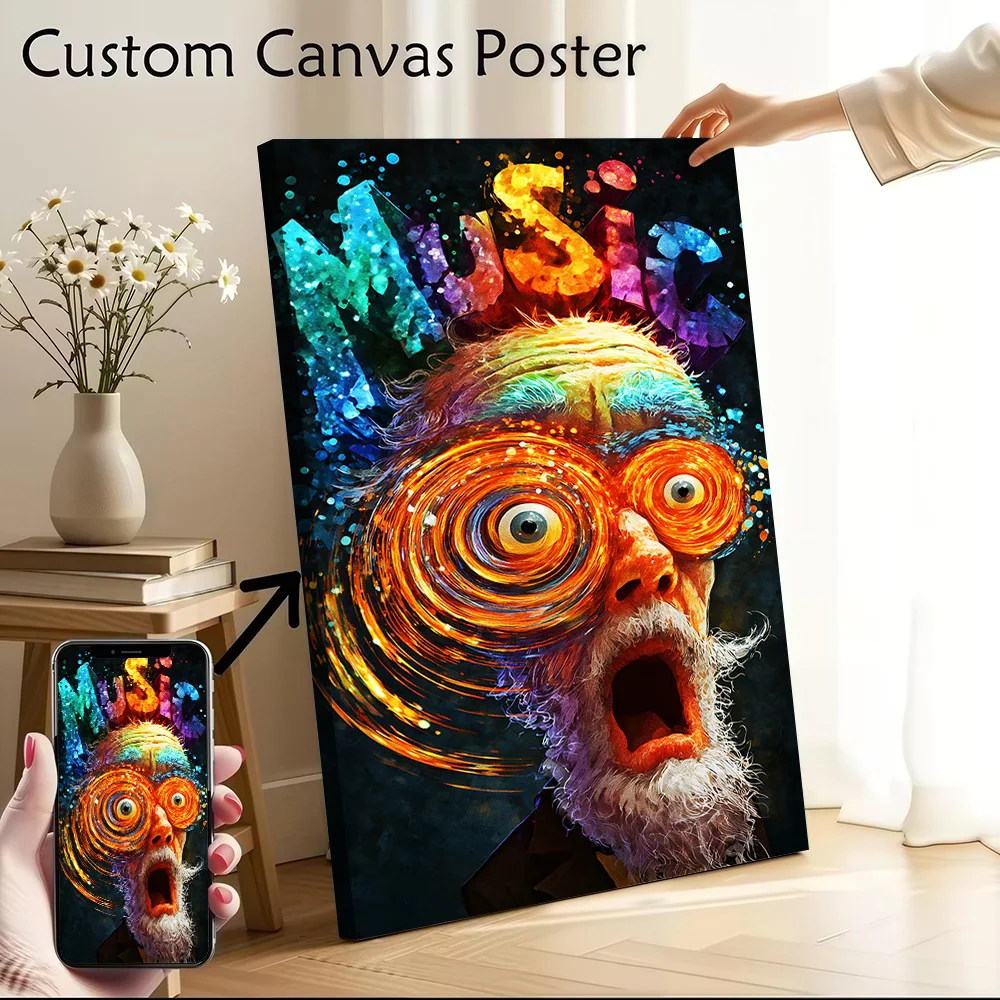 Surreal Music Portrait Poster Customizable Printed Canvas Painting for Pictures Wall Art Decoration Living Room Decor Wand Deko