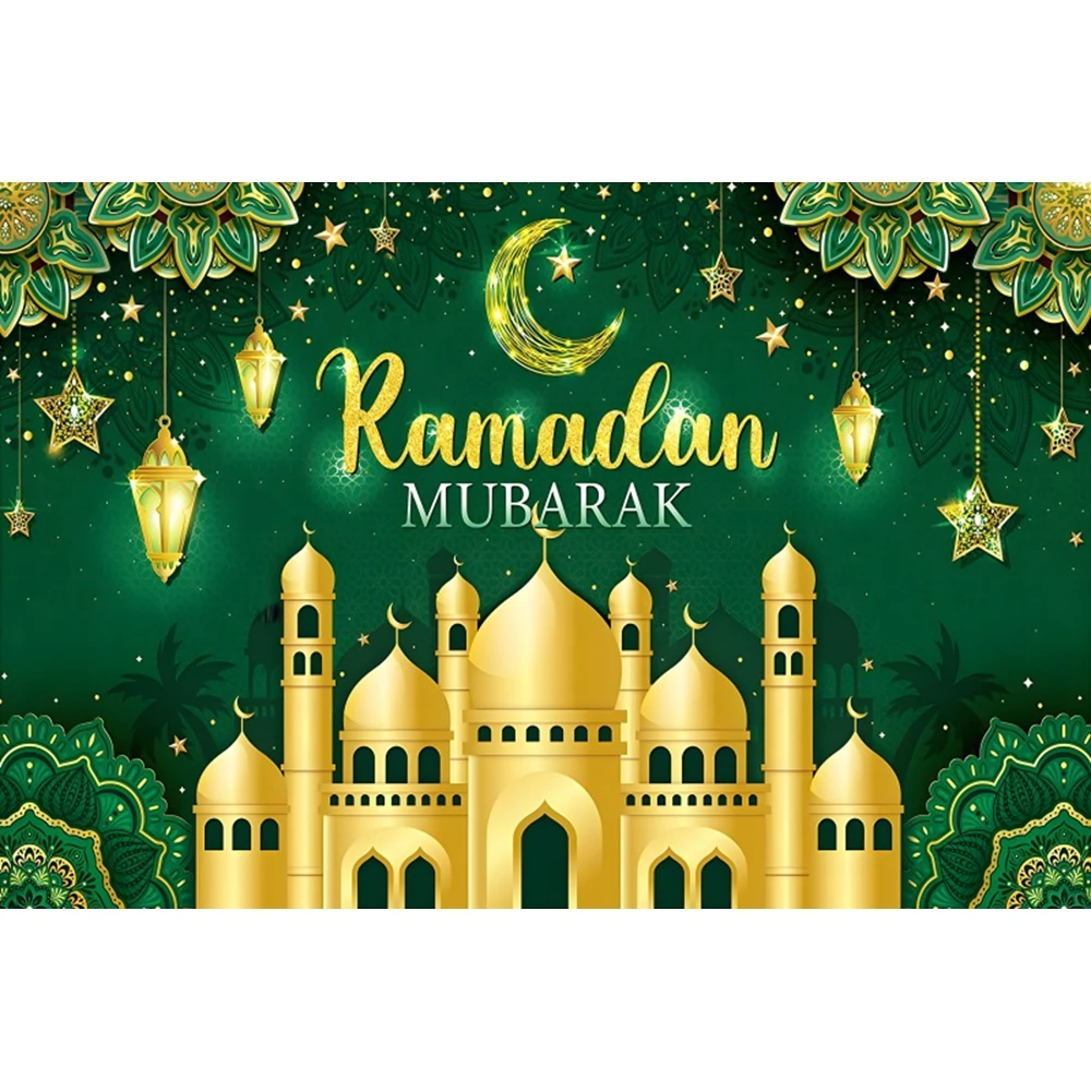 Eid Mubarak Photography Backdrop Muslim Ramadan Kareem Moon Lantern Palace Mosque Mubarak Islam Festival Party Photo Background